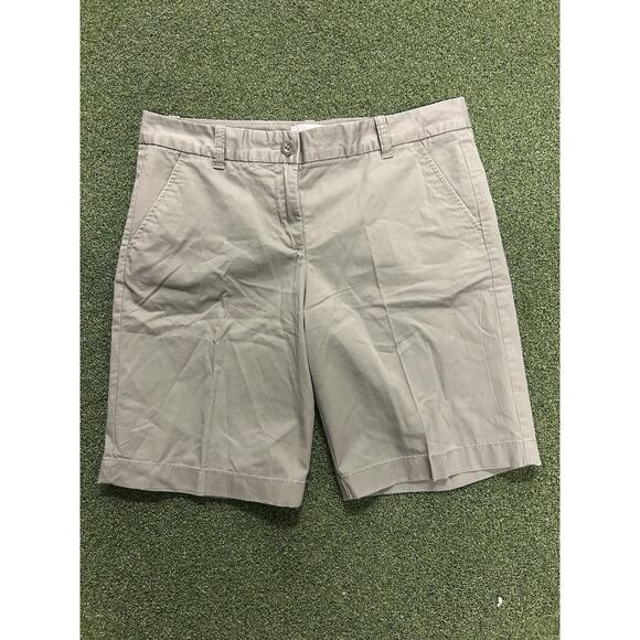 J CREW Army Green Chino Flat Front Shorts Size 6 - Picture 1 of 4